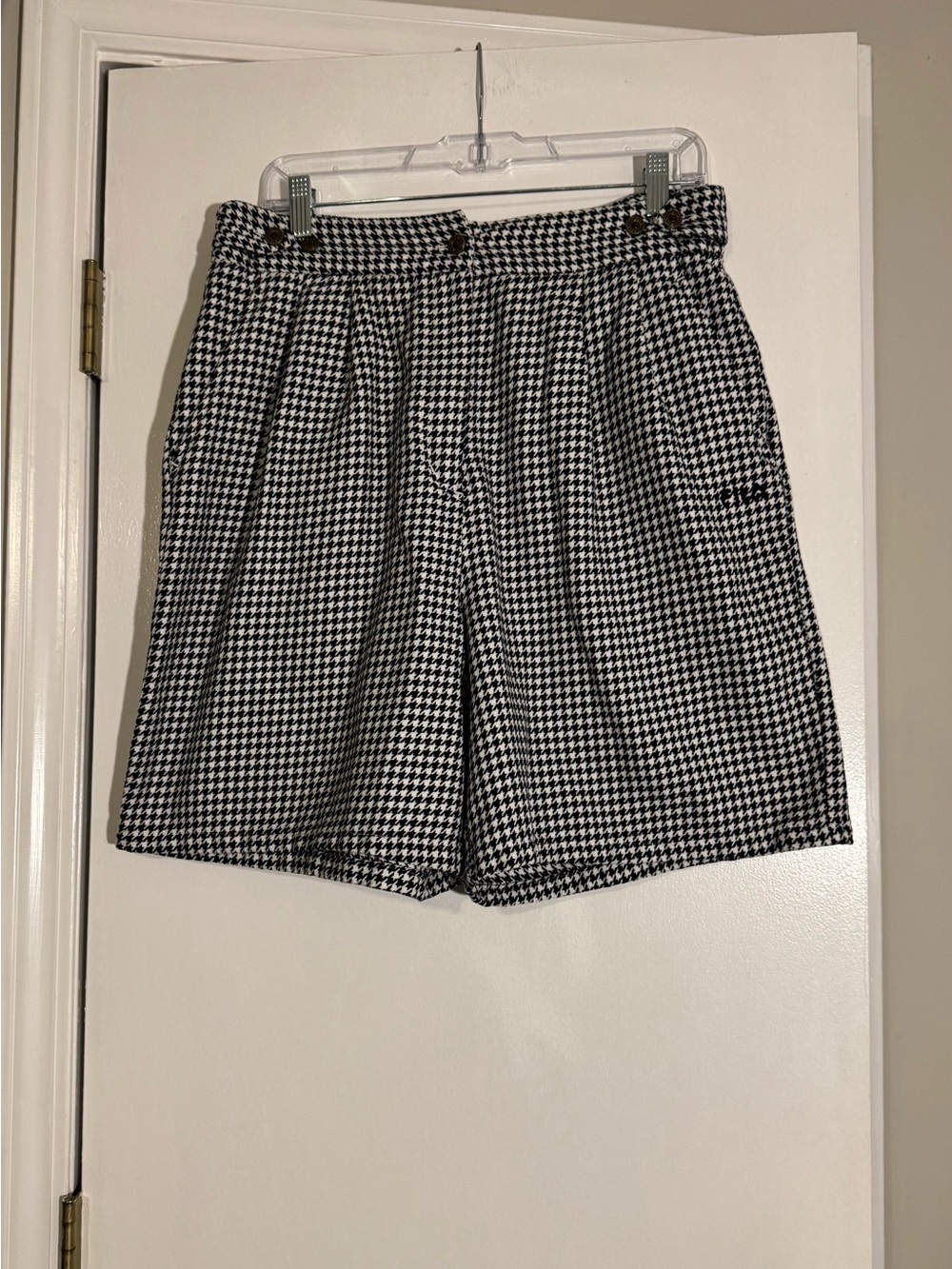 Womens vintage Y2K Houndstooth Shorts 100% cotton Bermuda summer preppy tennis